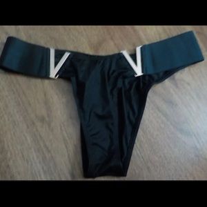 NWT VICTORIA'S SECRET VERY SEXY SIZE LARGE BLACK BRAZILIAN SATIN PANTY!